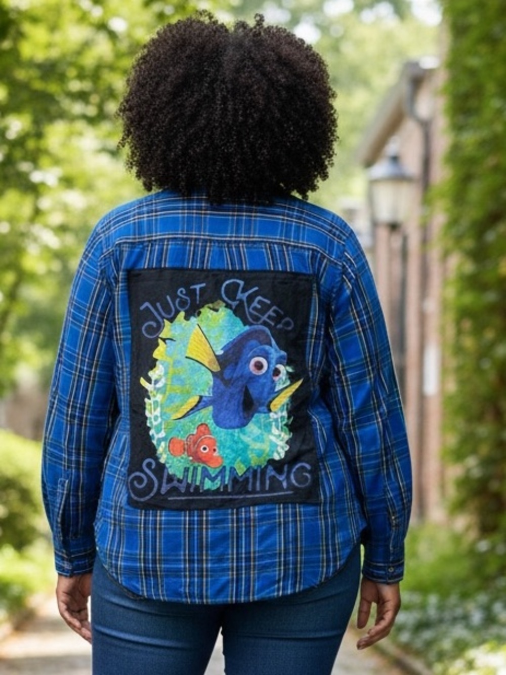 Disney Pixar Finding Nemo & Dory Upcycled Flannel | Women’s 3X | Handmade